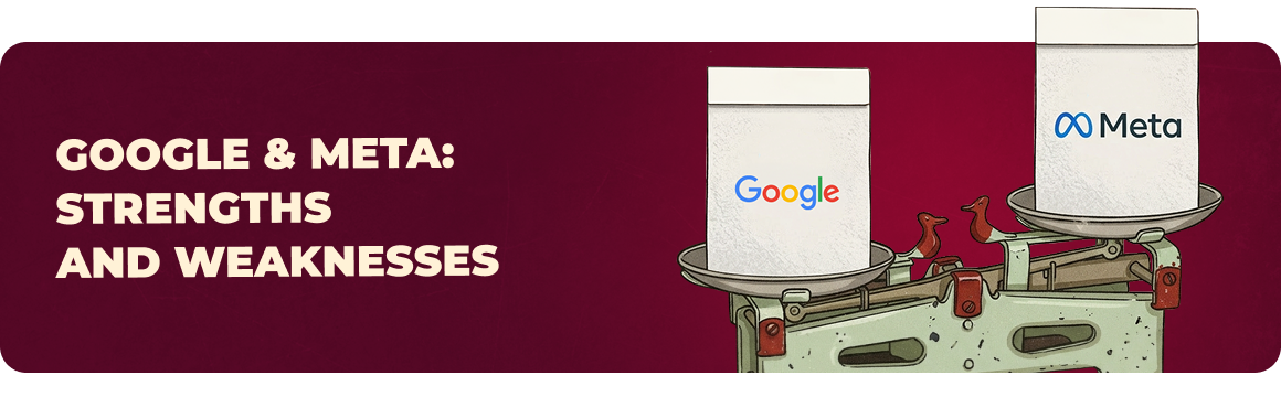 Comparison of Google Ads and Meta Ads strengths for iGaming